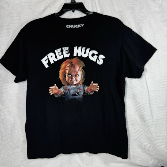 Chucky Retro Free Hugs Short Sleeve T-shirt Mens Black Large Officially License - Picture 1 of 5